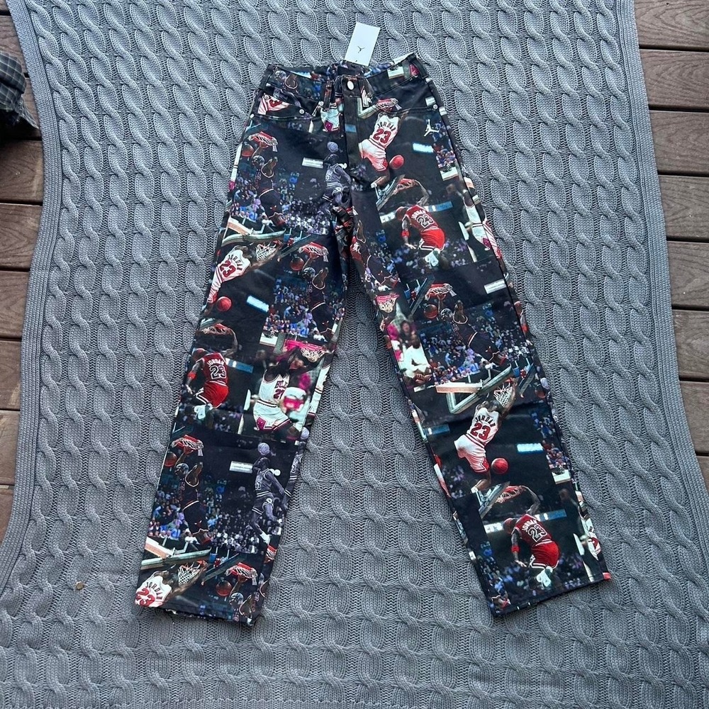 Nike Air Jordan All-Over Print Michael Jordan Dunk Photo Canvas Pants Sz: 28 NWT